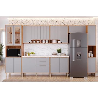 Armário Aéreo Cozinha Modulado Celeste C/ 2 Portas 80cm Cinamomo/off White - Mgm
