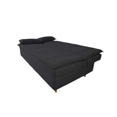 Sofá Cama 3 Lugares 197cm Soho Suede Preto Herrero Decor Preto