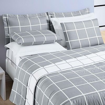 Colcha Cobre Leito Esplendor Padrão 3 Peças Dupla Face - Cinza - 100% Poliéster