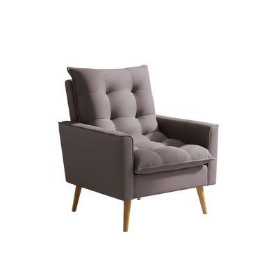 Poltrona Sala 92cm Estofado Confortável Tom Neutro E Design Que Valoriza O Ambiente Bege Ester