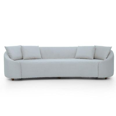 Sofá Living Orbed Com 2,20 E 4 Almofadas Decorativas Veludo Cinza Inox