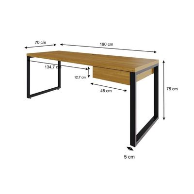 Mesa Presidente C-01 Gav. 190x70x75cm Yon - Acácia Mel-est.preta Acácia Mel-est.preta