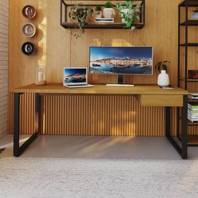 Mesa Presidente C-01 Gav. 190x70x75cm Yon - Acácia Mel-est.preta Acácia Mel-est.preta