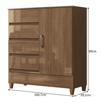 Cômoda Fit 1 Porta E 4 Gavetas Jequitibá - Santos Andirá