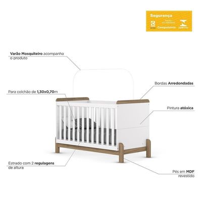 Jogo De Quarto Infantil Ternura Branco-jequitibá Com Guarda Roupa E Berço - Móveis Henn Branco-jequitibá
