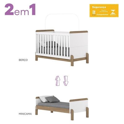 Jogo De Quarto Infantil Ternura Branco-jequitibá Com Guarda Roupa E Berço - Móveis Henn Branco-jequitibá