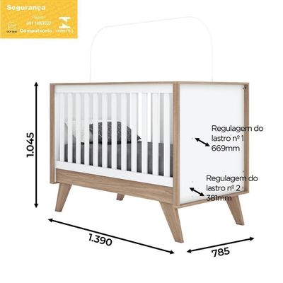 Jogo De Quarto Infantil Confete Com Guarda Roupa E Berço Branco-jequitibá - Móveis Henn Branco-jequitibá