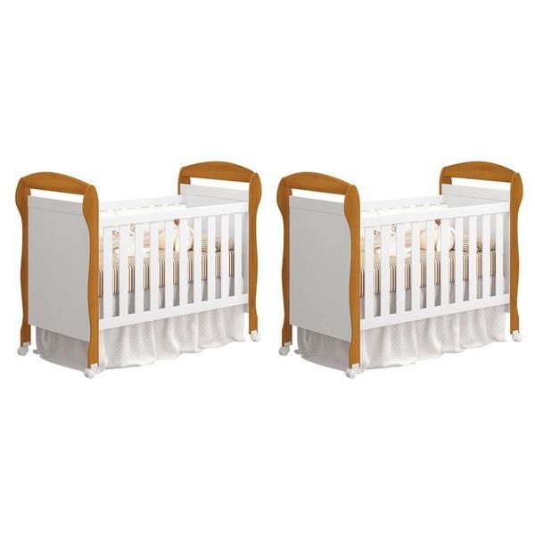 Kit Gêmeos Berço Mini Cama Danny Branco/savana - Reller Móveis Branco/savana