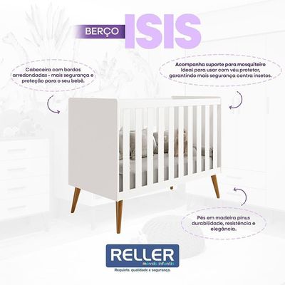 Kit Gêmeos Berço Americano Isis Branco Com Colchões Supreme - Reller Móveis Branco