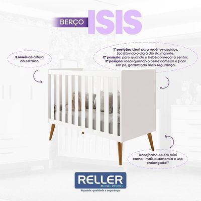 Kit Gêmeos Berço Americano Isis Branco Com Colchões Supreme - Reller Móveis Branco