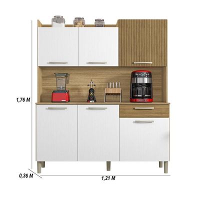 Armário De Cozinha Compacta 6 Portas 1 Gaveta Berlin - Freijó/supremo/cp-ripado