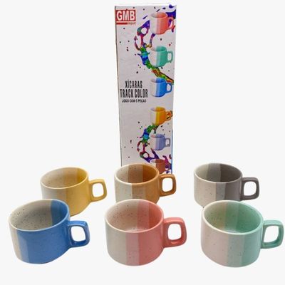 Kit De Xícaras De Cerâmica Coloridas – 6 Peças De 120ml Perfeito Para Café, Café Expresso E Chá