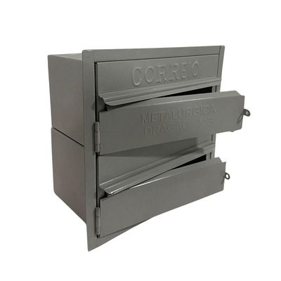 Caixa De Correios Condomínio 2 Módulos Tamanho 15x28x28cm Aço Cinza
