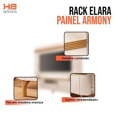 Rack Bancada Elara E Painel Armony Com Aparador Vivant Off White Cinamomo - Hb Móveis