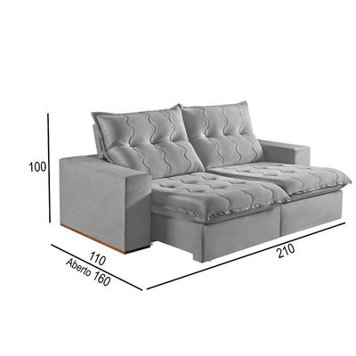 Sofá 2 Lugares Retrátil E Reclinável Martins M-177 Veludo Cinza
