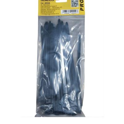 Abraçadeira De Nylon 20cm X 7,6mm Com 50 Unidades - Preta