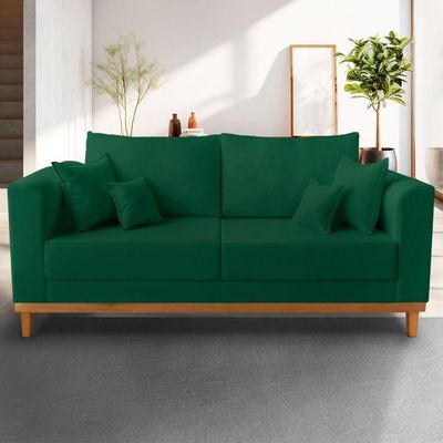 Sofá Viena Beny 3 Lugares Suede Verde