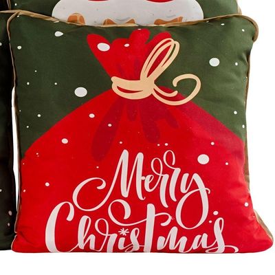 Kit C/ 4 Capas De Almofadas Natal Ano Novo Estampadas 45cm X 45cm C/ Viés Estampa Merry Christmas