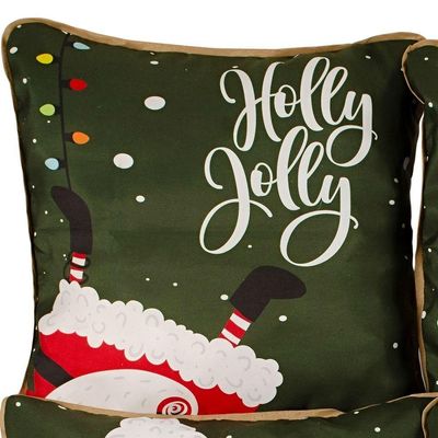 Kit C/ 4 Capas De Almofadas Natal Ano Novo Estampadas 45cm X 45cm C/ Viés Estampa Merry Christmas