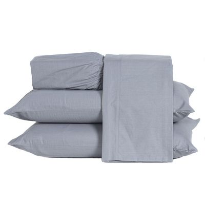 Jogo De Cama Lençol Queen Prestige Com Fronhas 04 Peças - Tecido Liso Percal 300 Fios 100% Algodão Original Cor Cinza