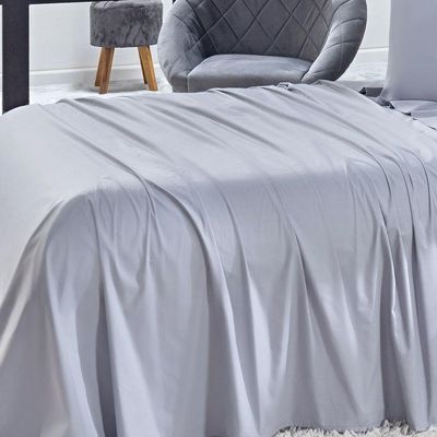 Jogo De Cama Lençol Queen Prestige Com Fronhas 04 Peças - Tecido Liso Percal 300 Fios 100% Algodão Original Cor Cinza