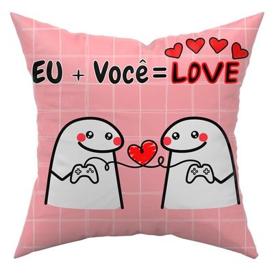 Capa De Almofada Estampada Avulsa Flork Meme Humor Com Frases 45cm X 45cm Com Zíper Estampa Eu Mais Voce