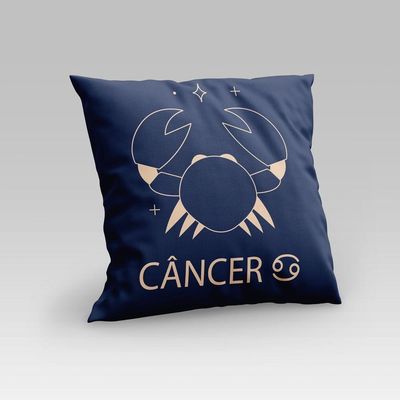Capa De Almofada Estampada Signos Do Zodíaco Em Veludo Suede 45cm X 45cm - Decoração Astrologia Horóscopo Cor Câncer