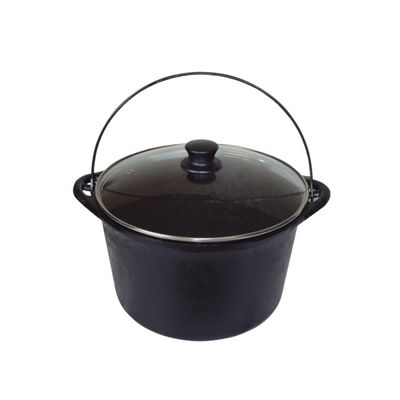 Panela Ferro Fundido Caldeirão Antigo Tampa Vidro 28cm 6L