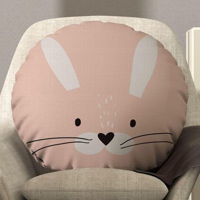 Almofada Redonda Avulsa Cheia Infantil Bichinhos 45cm X 45cm - Enchimento De Silicone Estampa Coelho