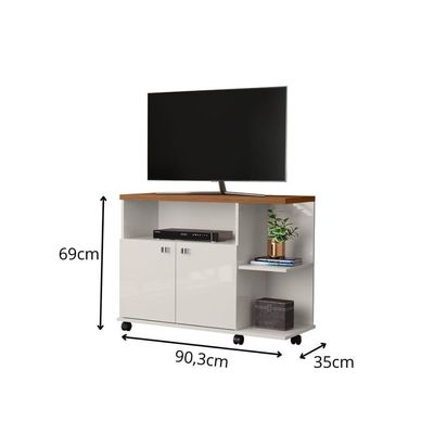 Rack Bancada Tv Lisboa - Lukaliam Móveis - Até 32 40 42 50 Polegadas Off White New/jequitiba