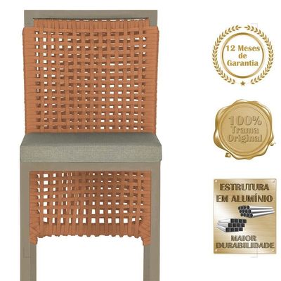 Mesa Bistrô E 4 Banquetas Roma Fendi Corda Estofado 8 Trama Terra Cota