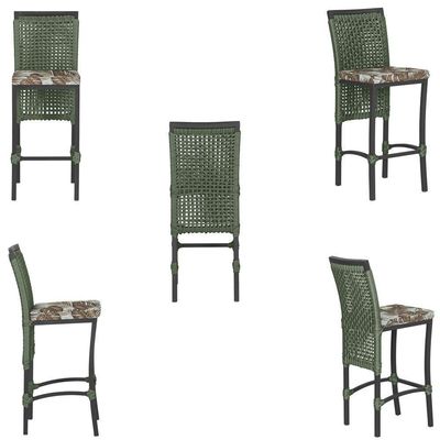 Mesa Bistrô E 2 Banquetas Roma Preta Corda Estofado 6 Trama Verde