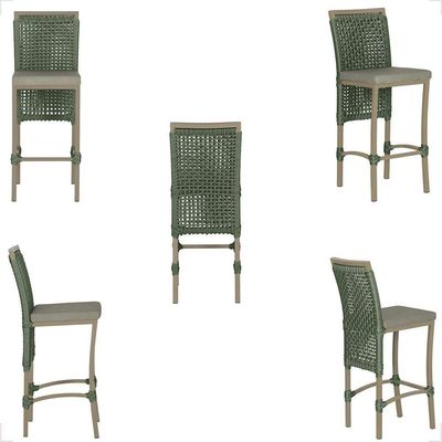 Mesa Bistrô E 2 Banquetas Roma Fendi Corda Estofado 7 Trama Verde
