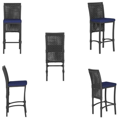Mesa Bistrô 2 Banquetas Roma Preta Corda Estofado 10 Trama Preto