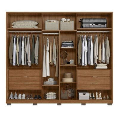 Guarda Roupa Casal Atrice D66012kpe 6 Portas Nogueira Nude Prime Tx Com Espelho E Pés Demóbile – Demartêz