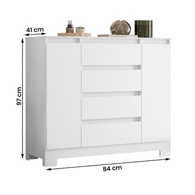 Comoda Sapateira Atena Com 4 Gavetas E 2 Portas Branco-titanium-rosa-azul