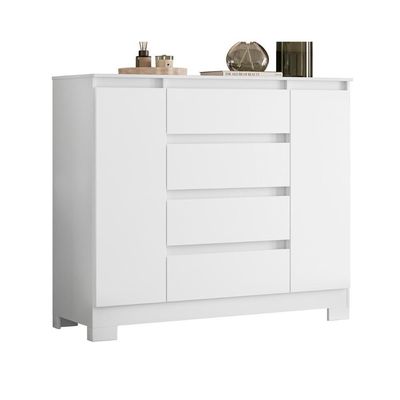 Comoda Sapateira Atena Com 4 Gavetas E 2 Portas Branco-titanium-rosa-azul