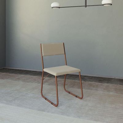 Cadeira De Jantar Estofada Angra Para Mesa Cozinha Sala De Jantar Conforto E Decoração - Cobre-bege