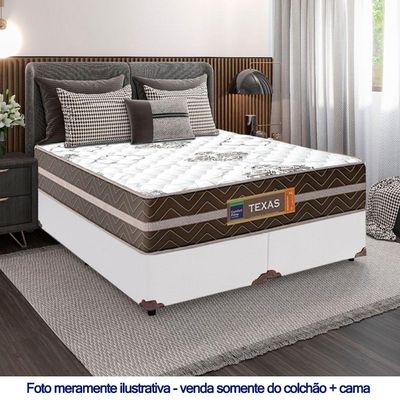 Cama Box Casal Bipartido Sintético + Colchão Molas Ensacadas Texas Prime Colchões 138cm - Suporta Até 120kg Por Pessoa