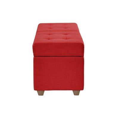 Canto Alemão Recamier Bau + Painel Madri 140cm Suede Vermelho - Inova Decor