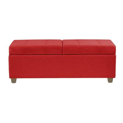Canto Alemão Recamier Bau + Painel Madri 140cm Suede Vermelho - Inova Decor