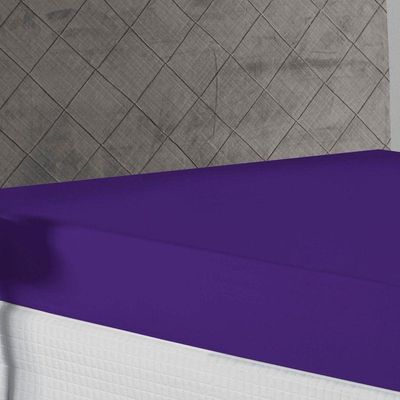 Lençol Com Elástico Queen Nobre 1 Peça 30cm De Altura Malha 100% Algodão - Roxo
