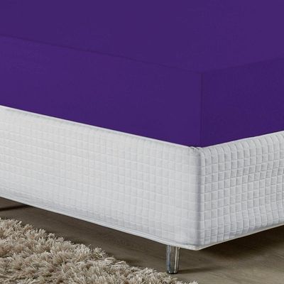Lençol Com Elástico Queen Nobre 1 Peça 30cm De Altura Malha 100% Algodão - Roxo