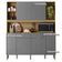 Armário De Cozinha Compacto Botanika 6 Portas 2 Gavetas Nicho P/micro-ondas 1,79m - Freijó/gris