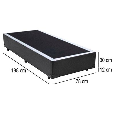 Cama Box Solteiro Sintético Mega Cama Cinza 88x188x42cm