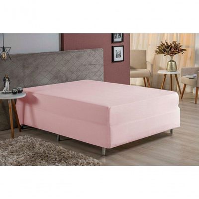 Lençol Com Elástico Casal Nobre 1 Peça Luva De Box 55cm De Altura Malha 100% Algodão - Rosa