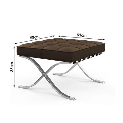 Poltrona Premium Barcelona Com Puff Base Inox Marrom