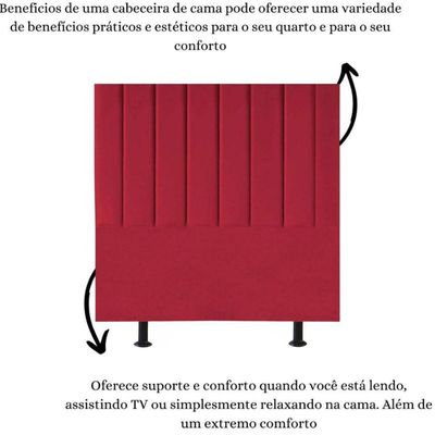 Cabeceira Estofada Cama Box Casal 140 Cm Sophia Carla Suede Cor:vermelho