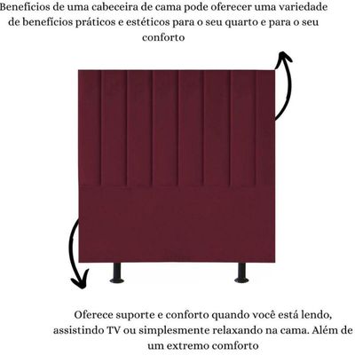 Cabeceira Estofada Cama Box Casal 140 Cm Sophia Carla Suede Cor:bordô