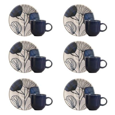 Conjunto De Xícara De Cafezinho Com Pires 06 Peças Coup New Blue Porto Brasil